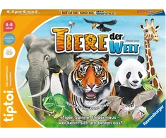 Ravensburger tiptoi žaidimas 00171 Pasaulio gyvūnai, Atpažink gyvūnus pagal jų savybes, Edukacinis žaidimas 1-4 vaikams nuo 4-8 metų