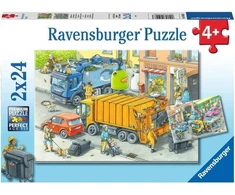 Ravensburger vaikiška dėlionė - 05096 atliekų surinkimas ir vilkikas - dėlionė vaikams nuo 4 metų su 2 x 24 detalėmis