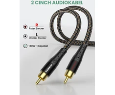Rawaux rca audio kabelis 2 m, 2 x rca male į 2 x rca male stereo audio žemų dažnių garsiakalbio kabelis hifi 2 rca kabelis paauksuotas pintas skirtas namų kinui, televizoriui, stiprintuvui, hi-fi sistemoms