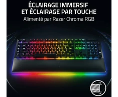 Razer Blackwidow V4 Pro (geltona Switches) mechaninė žaidimų klaviatūra (mechaniniai jungikliai, tyli, slinkties ratukas, 8 specialūs makro klavišai, dirbtinės odos riešo atrama, Rgb Chroma) Fr klaviatūra, Fr išdėstymas