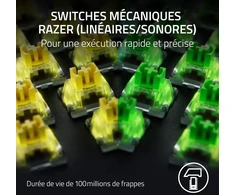 Razer Blackwidow V4 Pro (geltona Switches) mechaninė žaidimų klaviatūra (mechaniniai jungikliai, tyli, slinkties ratukas, 8 specialūs makro klavišai, dirbtinės odos riešo atrama, Rgb Chroma) Fr klaviatūra, Fr išdėstymas