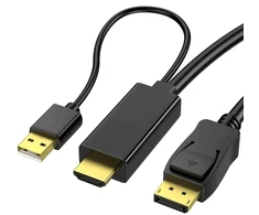 Reagle hdmi į displayport kabelis 4k 60hz - vienkartinis perdavimas, plug &amp; play, usb-a maitinimo šaltinis, itin aukšta rezoliucija žaidimams, namų biurui ir multimedijai - 1.8 m