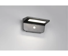 Reality Leuchten Atico R24696132 Led lauko sieninis šviestuvas su saulės baterija, plastikas, juodas matinis, 8 W Led, hibridinis saulės/baterijos, prieblandos jutiklis, judesio jutiklis