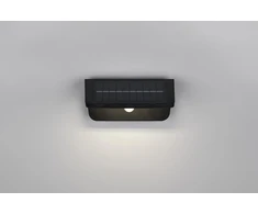 Reality Leuchten Atico R24696132 Led lauko sieninis šviestuvas su saulės baterija, plastikas, juodas matinis, 8 W Led, hibridinis saulės/baterijos, prieblandos jutiklis, judesio jutiklis