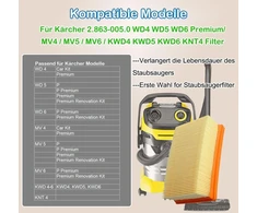 Rediboom 2 vnt. plokščių klostuotų filtrų, skirtų Kärcher universaliam dulkių siurbliui Wd4 / Wd5 / Wd6 / Mv4 / Mv5 / Mv6, pakeičia filtrą Kärcher 2.863-005.0