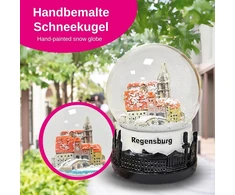 Regensburg 30078 suvenyrinis sniego gaublys | Dom Stein tiltas Dunojaus krantas | Skyline pagrindas | Vokietijos kelionių suvenyras | P: 65 mm A: 85 mm / purtomas kamuolys | Dovana | 30078
