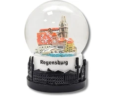 Regensburg 30078 suvenyrinis sniego gaublys | Dom Stein tiltas Dunojaus krantas | Skyline pagrindas | Vokietijos kelionių suvenyras | P: 65 mm A: 85 mm / purtomas kamuolys | Dovana | 30078