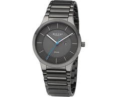 Regent Ba726 vyriškas solarinis laikrodis, metalinis dirželis, skersmuo 39 mm, pilka, tamsiai pilka/tamsiai pilka, apyrankė