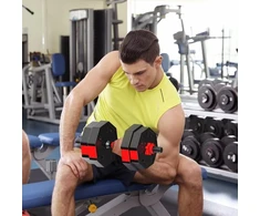 Reguliuojamas hantelių rinkinys 10 kg, aštuonkampio formos hanteliai 2 viename hantelių ir štangos rinkinys su jungiamąja detale, be ratukų, skirtas jėgos sportui, fitnesui, namų sporto salei