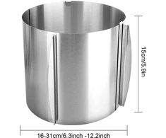 Reguliuojamas torto žiedas 15 cm aukščio, nerūdijančio plieno, 16-30 cm