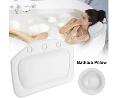 Regun vonios pagalvė, minkšta putų pagalvė su siurbtukais, ergonomiška prabangi vonios pagalvė galvos ir kaklo atramai, idealiai tinka namų Spa ir vonioms (balta)