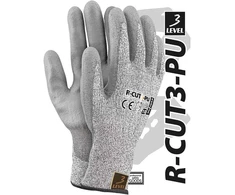 Reis R-cut3-pu_7 3 lygio apsauginės pirštinės, juodos/baltos/pilkos, 7 dydis, 12 vnt.