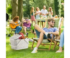 Relaxdays, medaus rudumo pintas pikniko krepšys su dangčiu, medžiaginiu užvalkalu, rankena, didelis nešiojamas krepšys, rankų darbo rotango pikniko krepšys, pikniko krepšys, 10024176_533, rotango pikniko krepšys