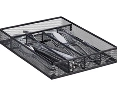 Relaxdays metalinis stalo įrankių dėklas atviras vielos dizainas dydis m hbd: 5 x 23,5 x 31,7 cm, siauras, juodas