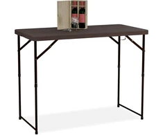 Relaxdays sulankstomas sodo stalas, aukštis 74 x 120 x 60 cm, plastikas, plienas, reguliuojamo aukščio, 6 asmenims, stovyklavimo stalas, rudas