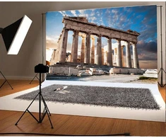 Renaiss 2.2 x 1.5 m Graikijos marmuro kolonos fotografijos fonas Akropolis Antikinės griuvėsių vietovės fonas Partenono šventykla Kelionių atostogų fonas Kūdikių suaugusiųjų portretų foto studijos rekvizitai