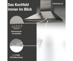 Respekta Ch 22058 Ixb nerūdijančio plieno kamininis gaubtas, 60 cm