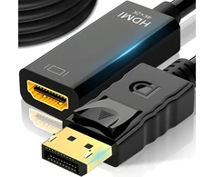Retoo Displayport į Hdmi adapteris mini display port į hdmi konverterio adapteris į hdmi female suderinamas su hdtv monitoriumi projektoriumi staliniu kompiuteriu surface minidisplayport thunderbolt 25.5cm juodas