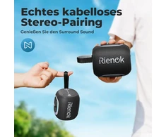 Kompiuterio kolonėlės Rienok Bluetooth kolonėlė maža su šviesa Fm radijas Bluetooth 5.3 muzikos grotuvas belaidė žemų dažnių kolonėlė su 15 valandų grojimo laiku stereo nešiojama vandeniui atspari Tf kortelė Usb atmintinė juoda
