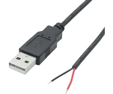 Riertostng 2 m Usb A kištukas su 2 kontaktų plikais laidais, Usb 2.0 A kištuko atviru galu maitinimo kabelis, skirtas Usb įrenginiams arba "pasidaryk pats" pakeitimo priežiūros maitinimo kabelis (2 vnt.)
