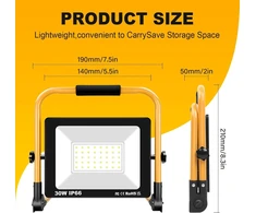 Rigidon 30 w led statybinis prožektorius, 3000 lm nešiojamas led darbo žibintas, led prožektorius su kištuku, ip66 statybinis žibintas, skirtas dirbtuvėms, statybvietei, garažui, sodui, 6000 k