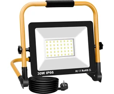 Rigidon 30 w led statybinis prožektorius, 3000 lm nešiojamas led darbo žibintas, led prožektorius su kištuku, ip66 statybinis žibintas, skirtas dirbtuvėms, statybvietei, garažui, sodui, 6000 k
