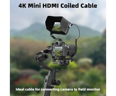 Riieyoca 4k mini hdmi į hdmi trumpas spiralinis kabelis, 90 laipsnių žemyn kampu 18 gbps didelės spartos hdmi2.0 palaiko 4k @ 60 hz, suderinamas su vaizdo kamera, monitoriumi (žemyn)