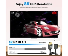 Riieyoca 8k Mini Hdmi į Hdmi trumpas spiralinis kabelis, 90 laipsnių stačiu kampu 48gbps didelės spartos Hdmi2.1 palaiko Hdr, 8k@60hz, 4k@120hz, suderinamas su vaizdo kameromis, monitoriais (right)