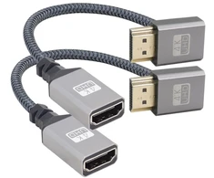 Riieyoca 90 laipsnių kampu aukštyn Uhd 4k Hdmi į Hdmi pintas kabelis 0,17 m, 18 Gbps didelės spartos 2.0 pintas kabelis, palaiko 4k @ 60hz, 1080p, Hdcp 2.2, Arc, 3d (2 vnt.)