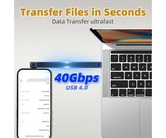 Riieyoca Pd240w Usb C į Usb C trumpas kabelis, 90 laipsnių 40gbps didelės spartos duomenų perdavimo type c kabelis, palaiko 8k @ 60hz Uhd vaizdo išvestį, lankstus plokščias kabelis, skirtas power bank, Ssd (dešinys)