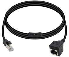 Riieyoca Rj45 Cat5e eterneto pataisos kabelis su įjungimo/išjungimo jungikliu Rj45 nuo vyriško iki moteriško didelės spartos interneto tinklo Lan kabelis su izoliatoriaus jungikliu, skirtas Cat5e/cat5, juodas (50 cm/1,6 pėdos)