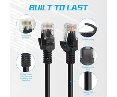 Riieyoca trumpas cat5e ethernet patch kabelis 30 cm, rj45 lan tinklo kabelis be užsikabinimų, skirtas maršrutizatoriams, modemams, jungikliams, serveriams (8 skirtingų spalvų pakuotė)