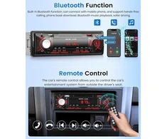 Automagnetola Rimoody 1 din automobilinis radijas su bluetooth, automobilinis radijas 1 din su bluetooth laisvų rankų įranga bluetooth telefonas fm radijas usb/u diskas/aux raudona šviesa, laiko rodymas
