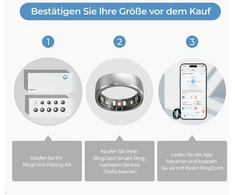 Ringconn Gen 1 išmanusis žiedas moterims/vyrams, be programėlės prenumeratos, dydis parenkamas pagal dydžių rinkinį, 7 dienų baterijos veikimo laikas, kūno rengybos ir miego stebėjimo prietaisas, suderinamas su Ios ir Android (sidabrinis, 13 dydis)