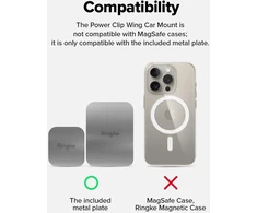 Ringke Power Clip Wing magnetinis telefono laikiklis automobilinis laikiklis prie oro ventiliacijos grotelių 360° pasukimas ilgas kaklelis dvigubo reguliavimo technologija išmaniesiems telefonams, planšetiniams kompiuteriams ir kitiems nešiojamiems įrengi