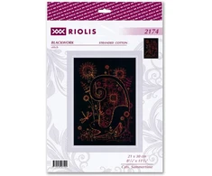 Riolis rinkinys siuvinėjimui „blackwork“ technika „cats Summer Time“ skaičiuojamas raštas 21 x 30 cm