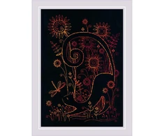 Riolis rinkinys siuvinėjimui „blackwork“ technika „cats Summer Time“ skaičiuojamas raštas 21 x 30 cm
