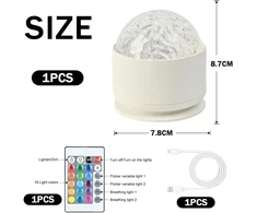 Riridamai vandenyno lempa, vandens bangų lempa 16 spalvų su usb, nuotolinio valdymo pulteliu, poliarinė lempa įkraunama, vandens lempa, bangų lempa vandenynas, naktinė lemputė, stalinė lempa, žvaigždėto dangaus projektorius vaikams, kambariui