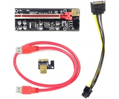 Riser Pci-e 1x - 16x Usb 3.0 Sata 6-pin ver 009s Plus - 8 kondensatoriai