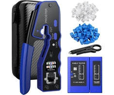 Rj45 užspaudimo įrankis proster tinklo kabelio replės jungties tinklo įrankis, skirtas rj45 cat6 cat5 cat5e su 50 vienetų cat6 perėjimo jungtimis, tinklo kabelio testeris, laikymo krepšys
