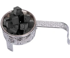 Rman® Shisha anglių krepšelis, nerūdijančio plieno anglių konteineris shisha ir griliui, anglių krepšys, anglių krepšeliai su saugos rankena, shisha priedai, sidabrinis
