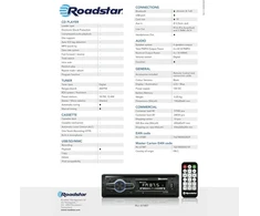 Automagnetola Roadstar Ru-375bt Skaitmeninis automobilinis radijas Am/fm Bluetooth laisvų rankų įranga Stereo Usb prievadas Tf kortelių skaitytuvas Mp3 grotuvas Lcd ekranas Nuotolinis valdymas