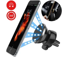 Roar magnetinis telefono laikiklis, magnetinis automobilinis ventiliacijos / oro angos laikiklis, universalus automobilinis telefono laikiklis, 360 laipsnių pasukimas, juodas/sidabrinis