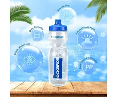 Rockbros dviračio vandens buteliukas, 750 ml, didelis vandens buteliukas, be Bpa, sportinis vandens buteliukas skirtas važinėjimui dviračiu, fitnesui, žygiams, baltas-violetinis