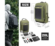 Rockbros Saulės Įkrovimo Kuprinė 20l su 14w Panelė, Usb