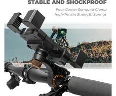 Rockbros telefono laikiklis dviračiui ir motociklui, universalus telefono laikiklis ant vairo, greitas surinkimas per 1 s ir 360° pasukimas, telefono laikiklis dviračiui, skirtas 4,5–7,2 colių išmaniesiems telefonams