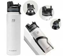 Rockbros Vandens butelis Terminis puodelis Dviračio 620 ml Gertuvė Termosas Baltas