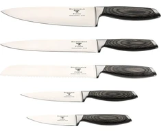 Rockingham Forge 259 serijos 17,78 cm santoku peilis su vokiško plieno ašmenimis ir ergonomiška tikmedžio rankena, japoniškas peilis