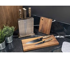 Rockingham Forge Forester Series 7 colių santoku peilis - nerūdijančio plieno ašmenys su juodo oksido danga, ergonomiška medinė rankena, japoniškas peilis