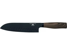Rockingham Forge Forester Series 7 colių santoku peilis - nerūdijančio plieno ašmenys su juodo oksido danga, ergonomiška medinė rankena, japoniškas peilis